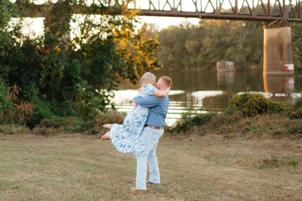 a couple wears a simple blue on blue color palette for their engagement photos with washington wedding photographer Sarah Mismash
