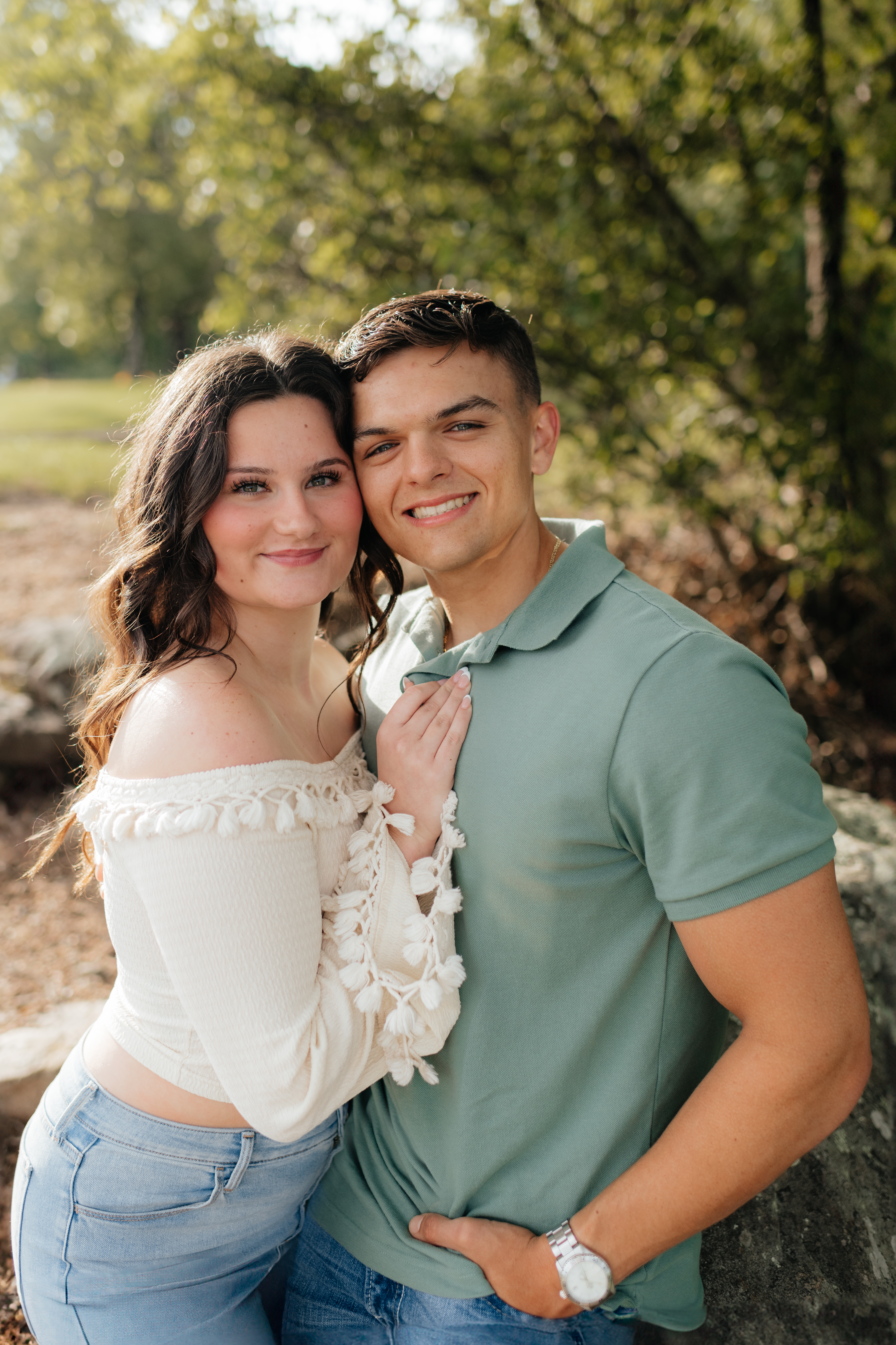 Couple smiling together at Pine Mountain, Georgia Engagement Photos by Alabama photographer Sarah Mismash