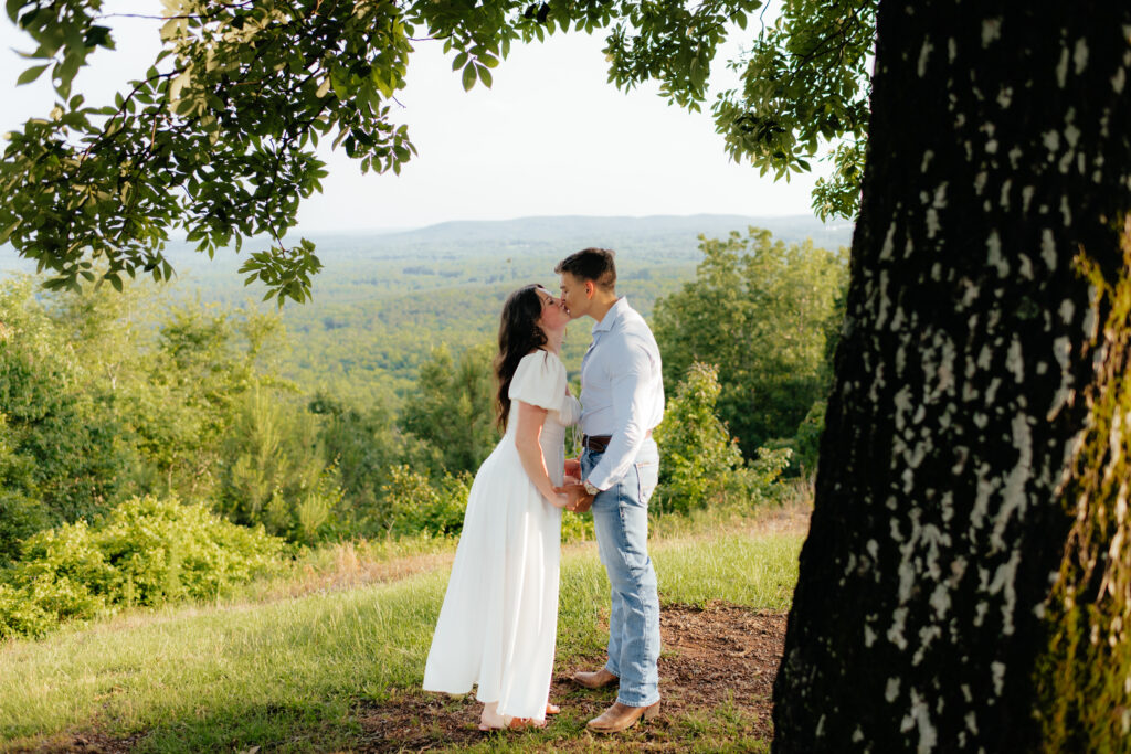 Couple kissing at Pine Mountain, Georgia Engagement Photos by Alabama photographer Sarah Mismash