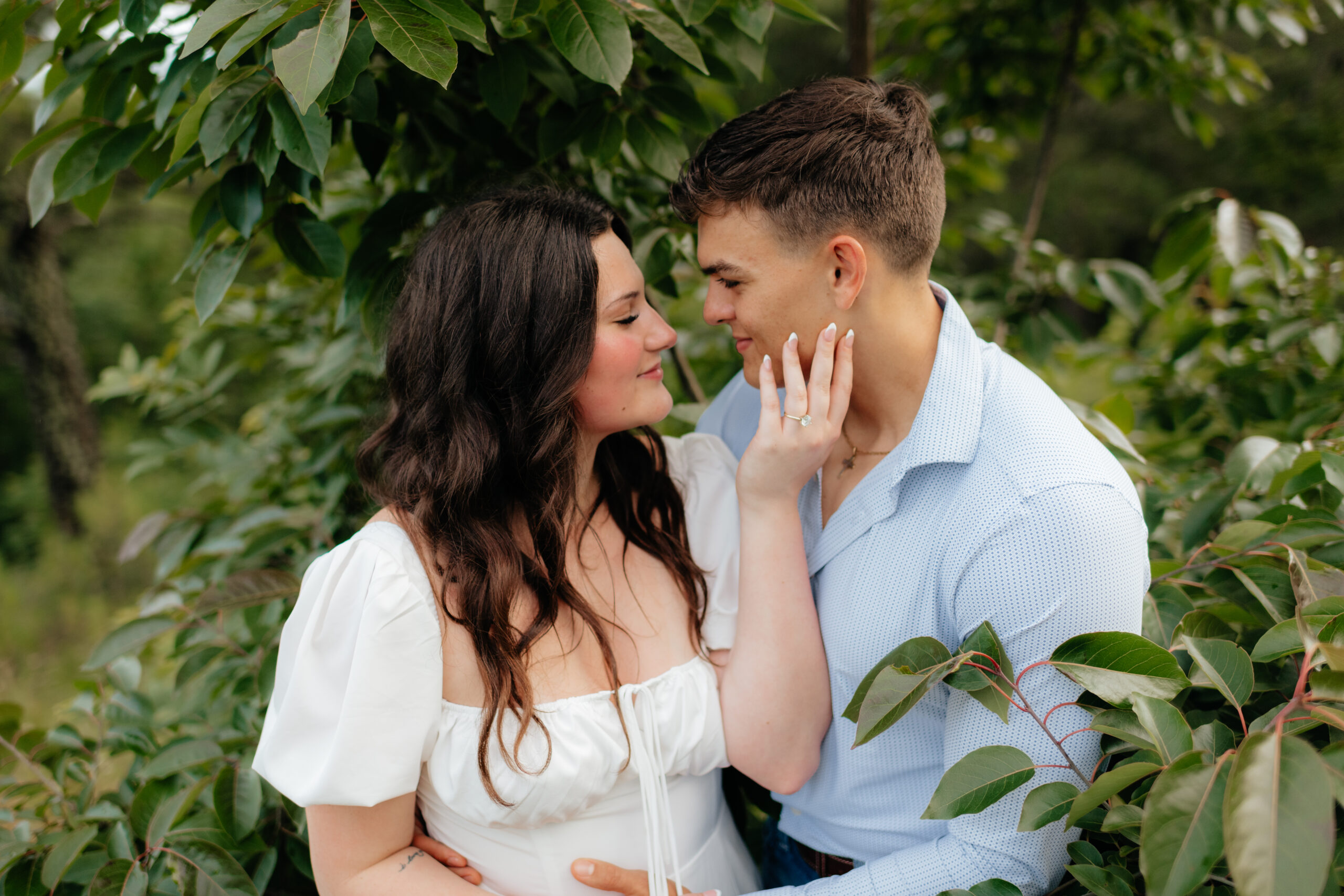 Couple gazing in each others eyes at Pine Mountain, Georgia Engagement Photos by Alabama photographer Sarah Mismash