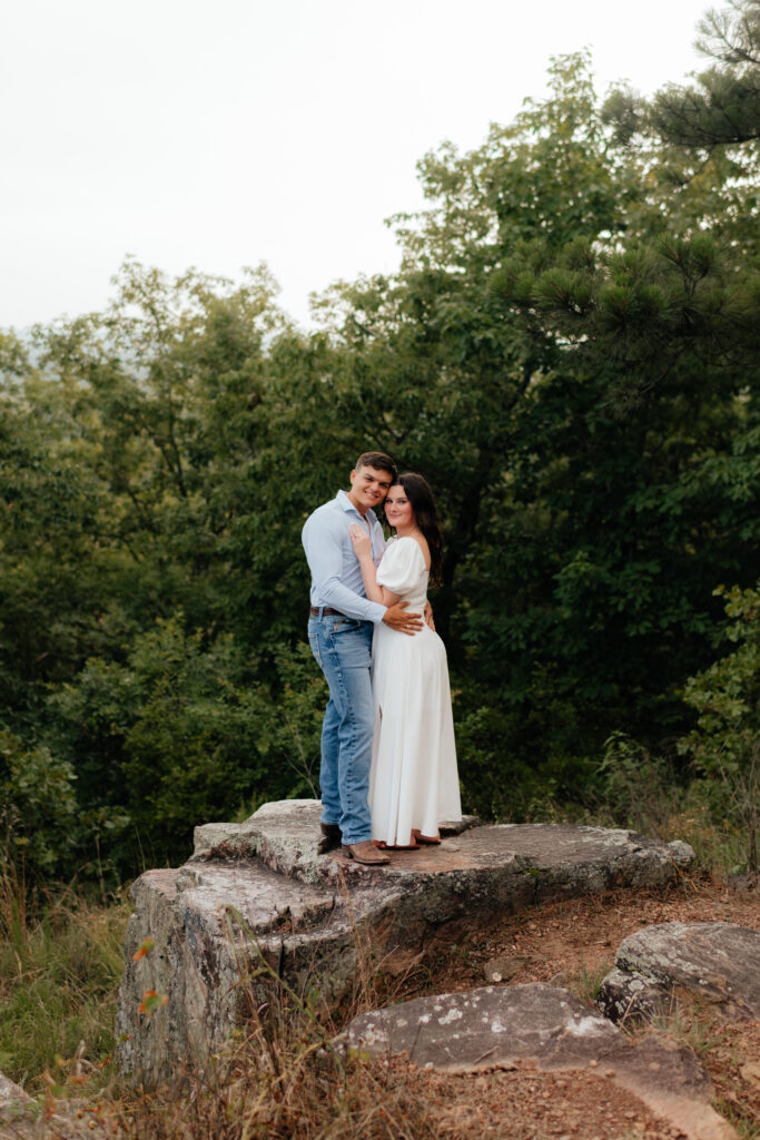Couple posing together at Pine Mountain, Georgia Engagement Photos by Alabama photographer Sarah Mismash