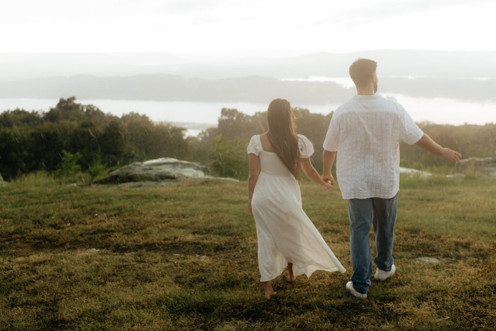 A couple enjoy a panoramic setting at their Engagement Photos, Weathington Park, Guntersville, Alabama. Photos produced and edited by Alabama and Washington Wedding Photographer Sarah Mismash