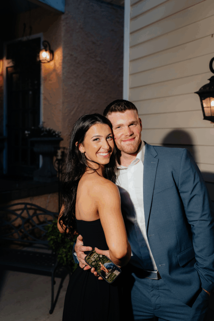 flash wedding dance floor photo of a bridesmaid and her partner at a wedding in seattle, WA photographed by washington wedding photographer Sarah Mismash