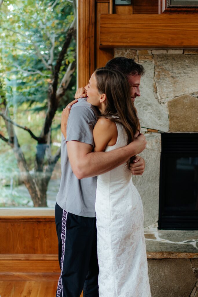 a Bride Hugs Her Brother Before Her Provo City Center Temple Wedding