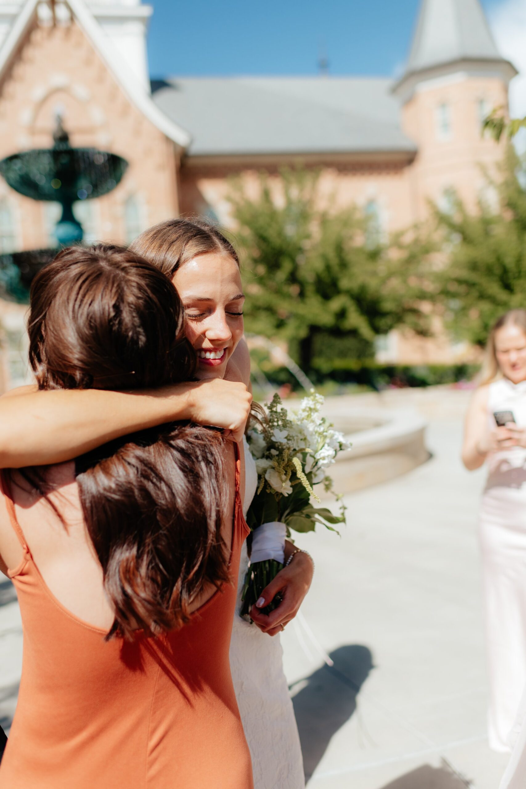 Bride and Groom Greeting Family After Their Temple Wedding