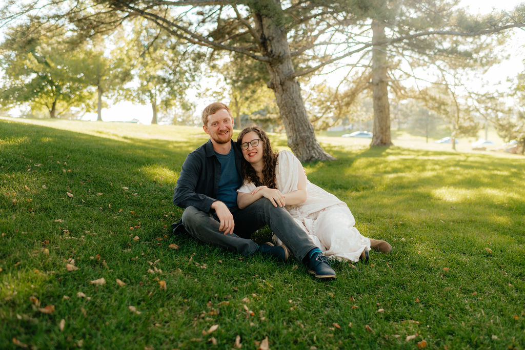 a couple stops for a more traditional engagement portrait at sugarhouse park in slc