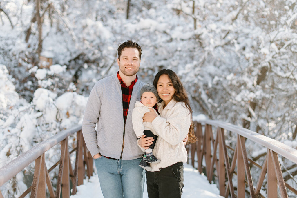 snowy engagement photo location at a bird refuge in salt lake city